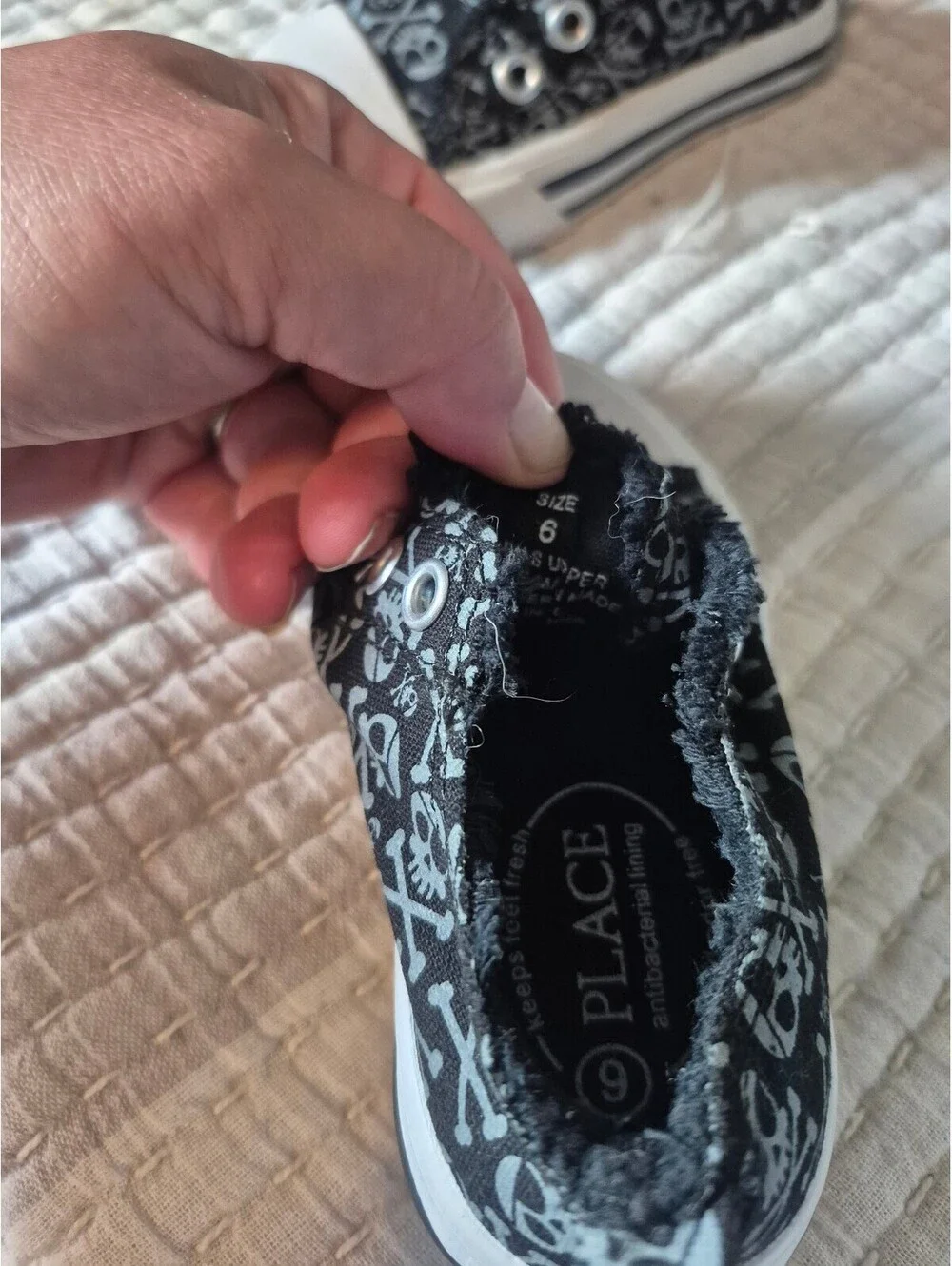 The Children's Place Black Skull Print Slip-On Sneakers Toddler Size 9